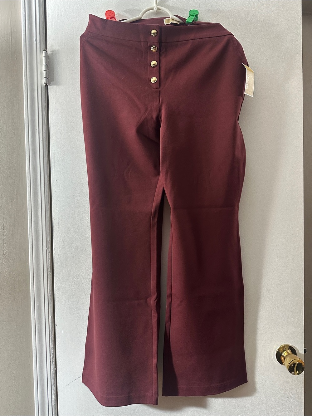 Woman’s ' Burgundy Button-Front Flare Pants